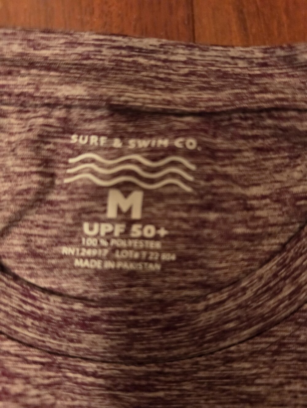 Surf And Swim Co Heathered Maroon Graphic Long Sleeve Performance Tee UPF50+ Nwt - Picture 4 of 6